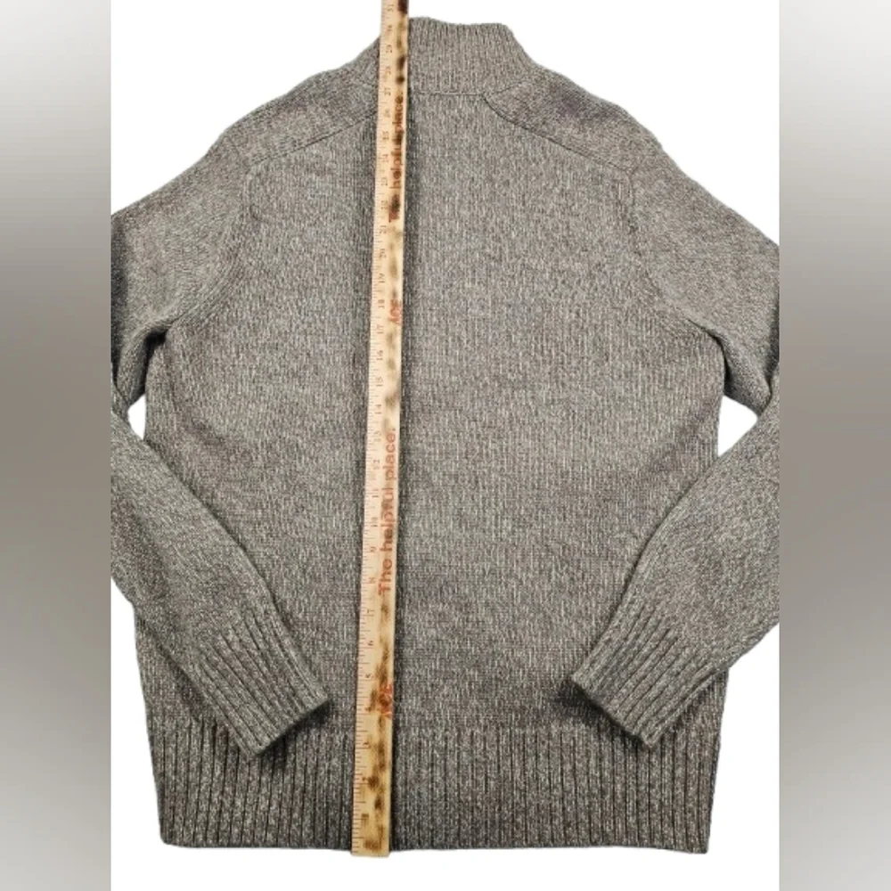 Banana Republic Lambs Wool Blend Variegated Taupe Tan Gray Knit Full Zip Sweater